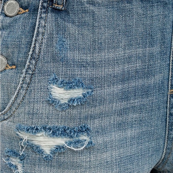 NWT Blank NYC Medium Wash Short Distressed Denim Overalls Size 30 - Picture 5 of 7